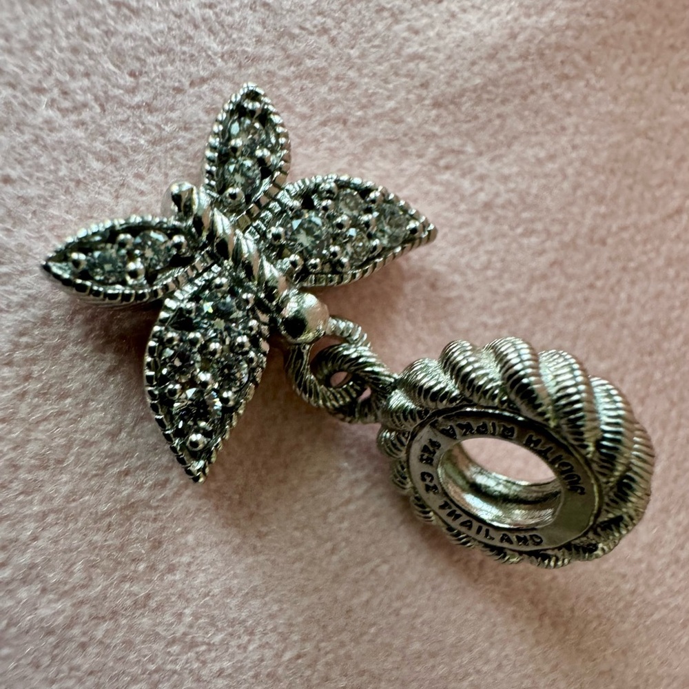 Judith Ripka Silver And CZ Butterfly Charm
